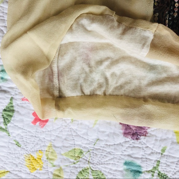 Upcycled Burning Torch Silk and Sequin Vintage Halter Top with Leather Straps - Picture 12 of 16